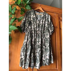 Bloomchic Damask Print Tie Knot Puff Sleeve Dress SZ 12